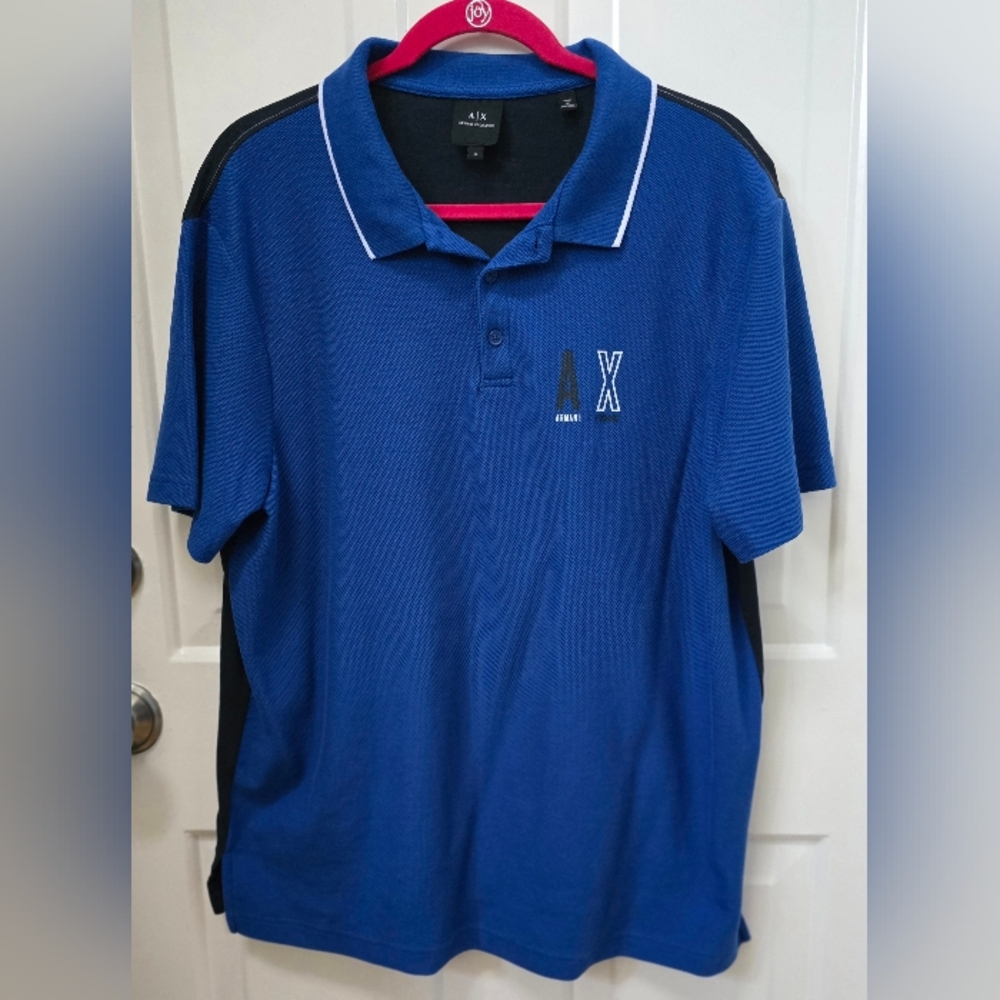 Armani Exchange Blue Polo Shirt Men Size Large